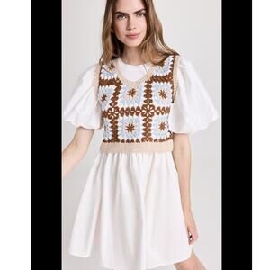 En Saison Evie Mixed Media Crochet Dress S